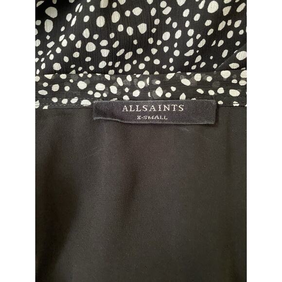 All Saints Jayda Splash Dress Black White Sleeveless Tied Front Zipper V… - Picture 7 of 7